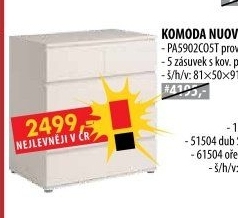 Komoda 3+2 zásuvky NUOVO bílá