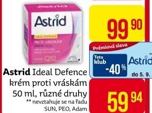 Pleťový krém proti vráskám Ideal Defence Q10 Astrid