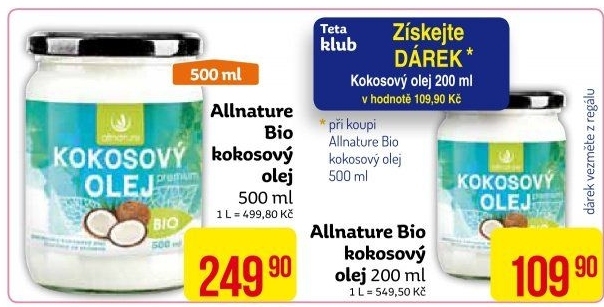 Kokosový olej bio Allnature