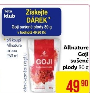 Kustovnice čínská - Goji sušené Allnature