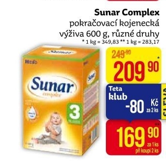 Kojenecké mléko Sunar Complex