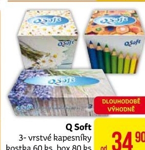 Papírové kapesníčky 3vrstvé Q Soft - box