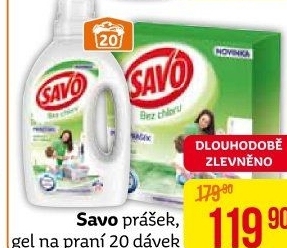 Prací prášek bez chloru Savo