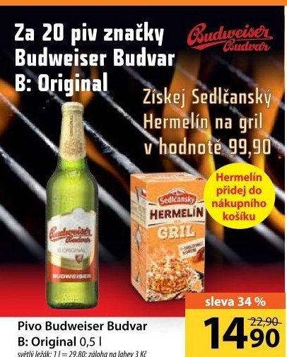 Pivo světlý ležák B: Original Budweiser Budvar