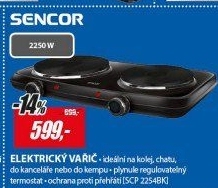 SCP 2254BK vařič dvouplotýnkovýSENCOR
