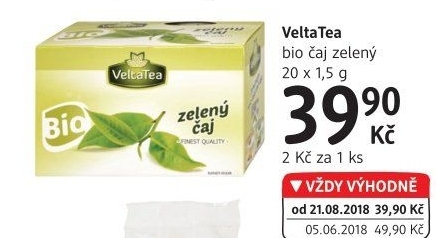 Čaj zelený bio Velta Tea