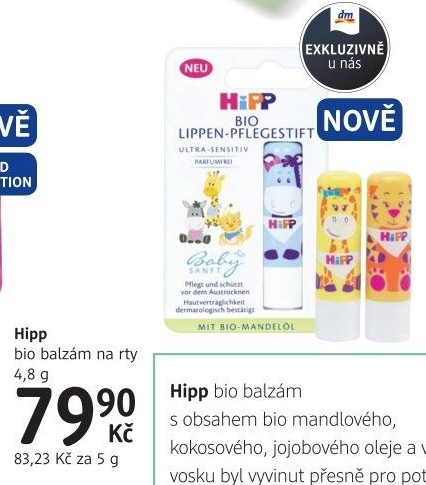 Dětský balzám na rty bio Hipp
