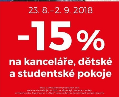 -15 % na kanceláře, dětské a studentské pokoje