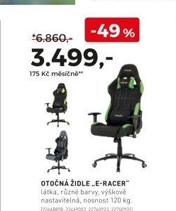 OTOČNÁ ŽIDLE „E RACER“