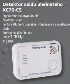 Detektor oxidu uhelnatého Honeywell XC70-CS