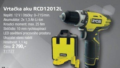 Aku vrtačka Ryobi RCD12012L