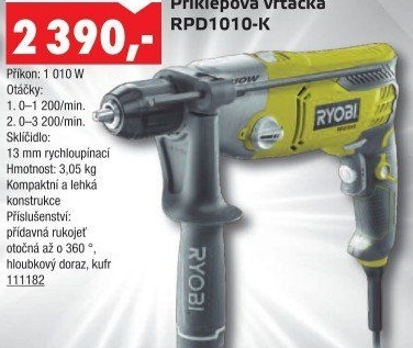 Příklepová vrtačka Ryobi RPD1010- K
