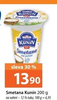 Smetana na vaření Kunín 12%
