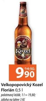 Pivo polotmavý ležák Florian Velkopopovický Kozel
