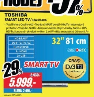 32W3763DG SMART HD TV T2/C/S2TOSHIBA