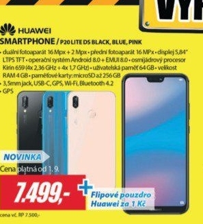 HUAWEI P20 LITE BLACK+POUZDRO FLIP. SADA