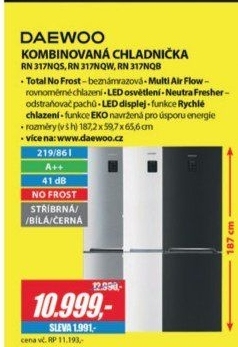 RN 317NQS KOMBINACE A++ DISP.INOX DAEWOO