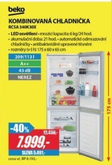 RCSA 340K30X CHLADNIČKA KOMBI. BEKO