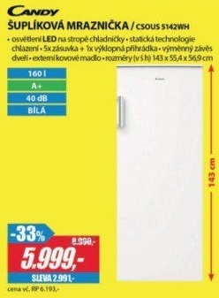 CSOUS 5142WH MRAZNIČKA ŠUPL.CANDY