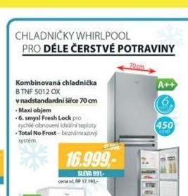 B TNF 5012OX CHLADNIČKA KOMBI WHIRLPOOL