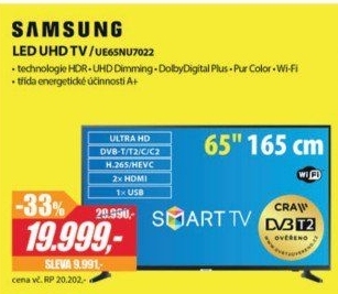 UE65NU7022K LED ULTRA HD LCD TV SAMSUNG