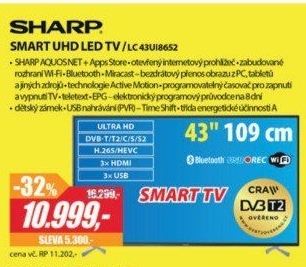 LC 43UI8652 UHD 800Hz, SMART H265 SHARP