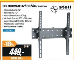SHO 3300 SLIM poloh. držák TV STELL