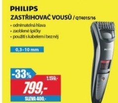 QT4015/16 ZASTŘIHOVAČ VOUSŮ PHILIPS