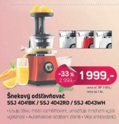 SSJ 4041BK šnekový odšťavňovačSENCOR