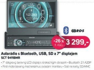 SCT 9411BMR AUTORÁDIO S USB/SDSENCOR