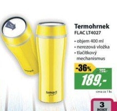 LT4027 TERMOHRNEK 0,4L ŽLUTÝ FLAC LAMART