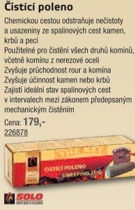 Čistící poleno - čistič spalinových cest Solo