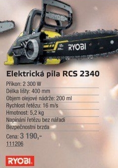 Řetězová elektrická pila RCS2340 Ryobi