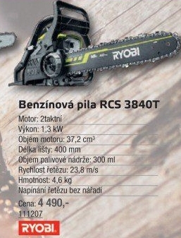 Řetězová benzínová pila RCS3840T Ryobi