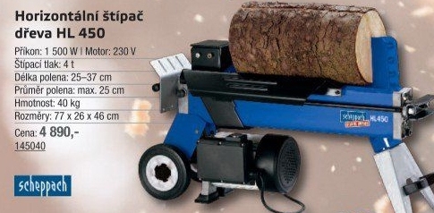 Štípač dřeva horizontální HL450 Scheppach