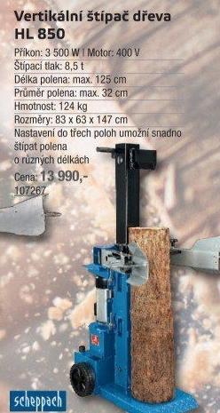 Štípač dřeva HL 850 Scheppach