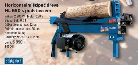 Štípač dřeva + podstavec HL 650 Scheppach