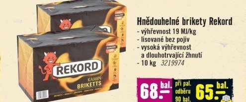 Brikety uhelné Rekord