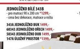 Jednolůžko 343 bílá 90x200