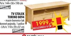TV stolek 2 zásuvky TORINO