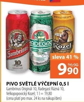 Pivo světlé výčepní Originál 10° Gambrinus