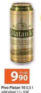 Pivo světlé výčepní 10° Platan