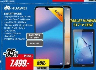 Huawei P20 Lite DS BL + tablet T3 7 SADA