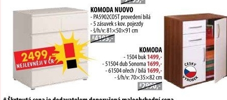 Komoda 3+2 zásuvky NUOVO bílá