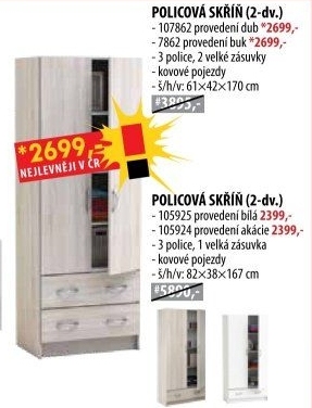 Skříň 2dveřová 107862 dub