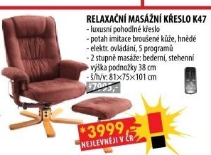 Relaxační masážní křeslo s podnožkou hnědé K47