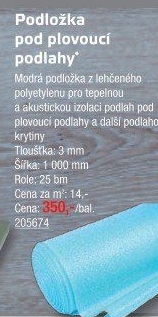 Podložka pod plovoucí podlahy Mirelon