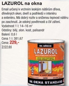 Syntetický email na dřevo Oknobal Lazurol