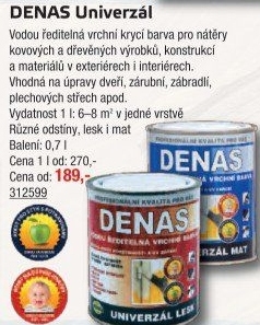Vodou ředitelná vrchní barva Denas Uni Mat