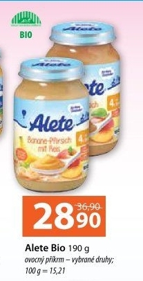 Příkrm ovocný bio Alete Nestlé